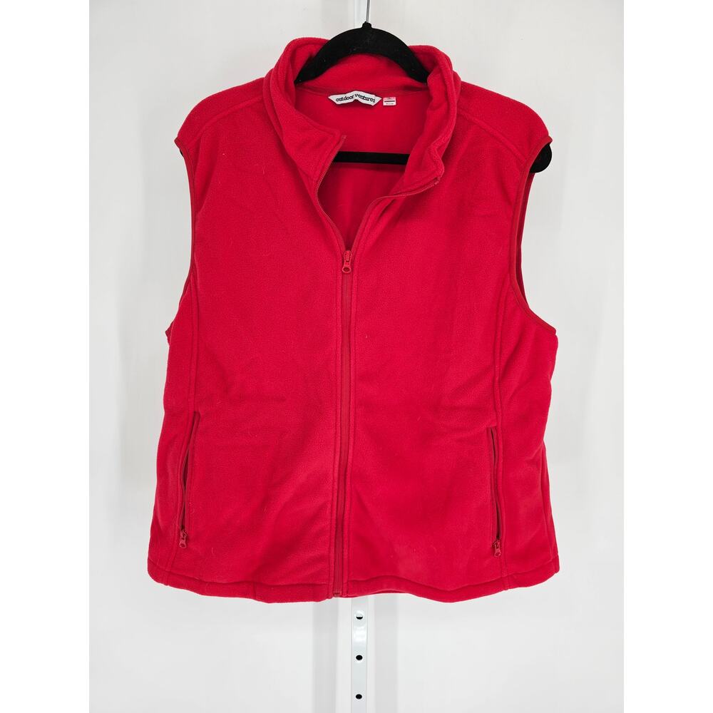 Outdoor Ventures Womens Sz 2XL Zip Up Fleece Vest Jacket Bright Red